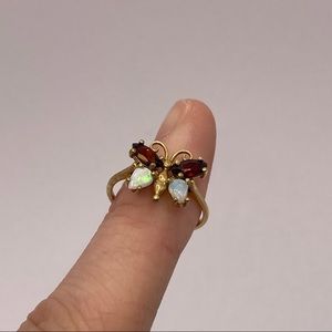 Vintage Ruby and Opal Butterfly Ring